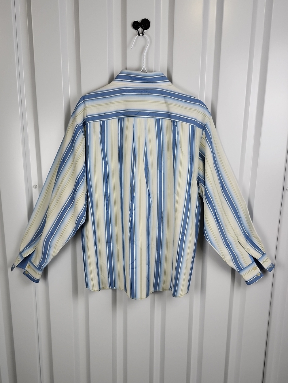 Tommy Bahama Mens Blue Green Vertical Stripe Silk Button-Down Shirt Size XL EUC - Picture 2 of 9
